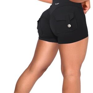 Black Women's Cargo Shorts with Pockets